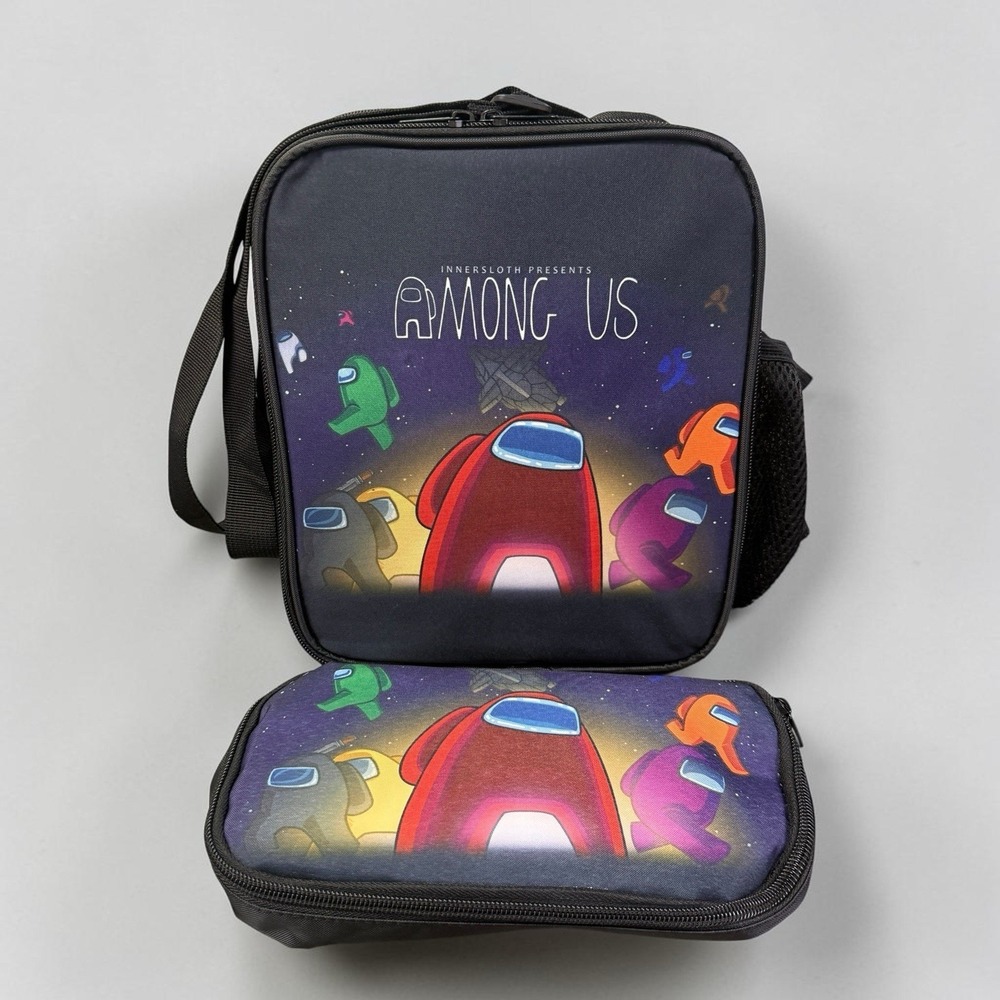 Among Us Lunch Bag Box Insulated Cooler School Work Travel w/Pencil Case